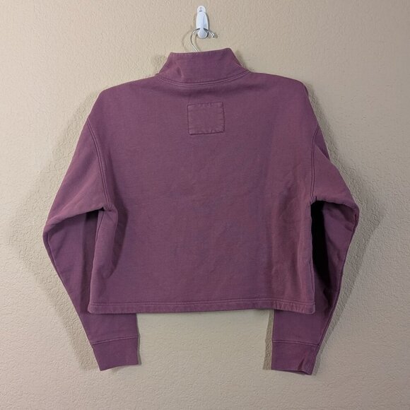 Girlfriend Collective Tulipwood Mauve 50/50 Half Zip Sweatshirt M Crop Lounge - Picture 6 of 8